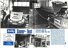 Citroën DS gegen NSU Ro 80 im Supertest - Hobby 15/1968 - Seiten 72 und 73 Citroën DS gegen NSU Ro 80 im Supertest - Hobby 15/1968 - Seiten 72 und 73